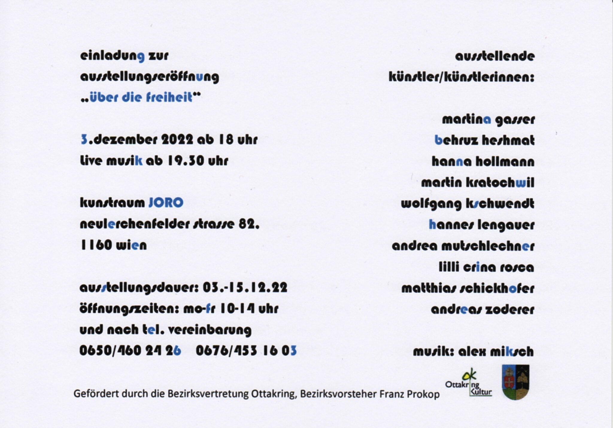 Ausstellungsflyer - Über die Freiheit - Dezember 2022