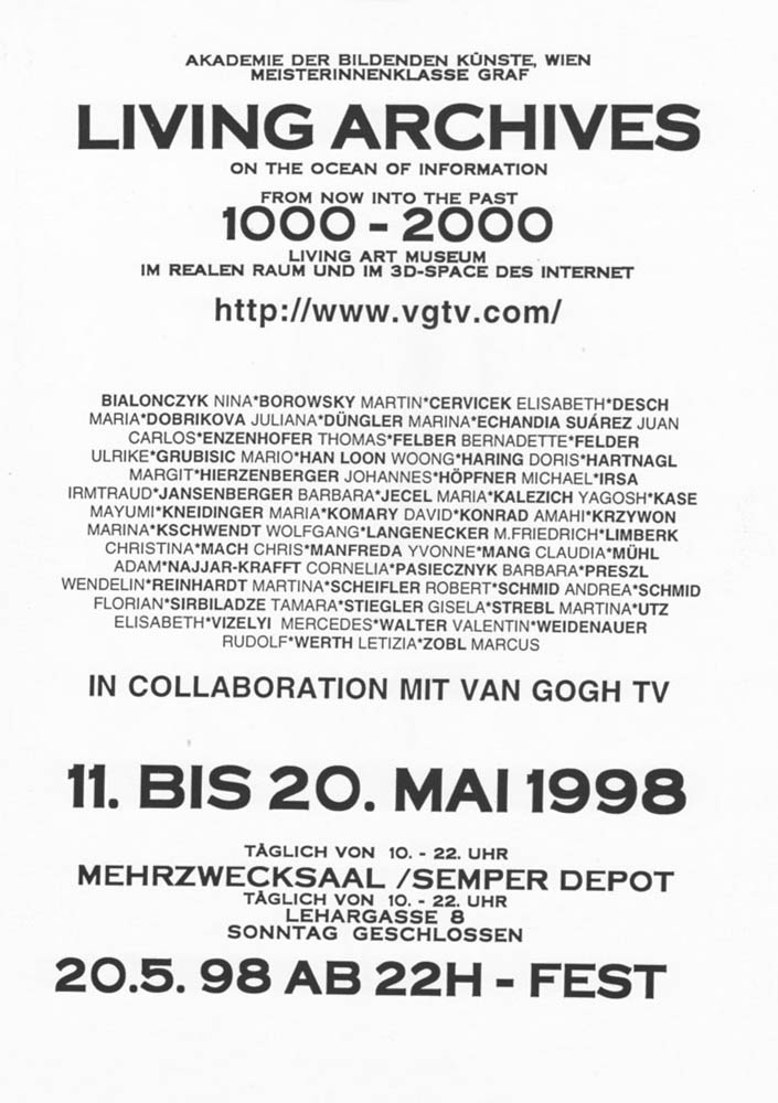 Ausstellungsflyer Living Archives 1998