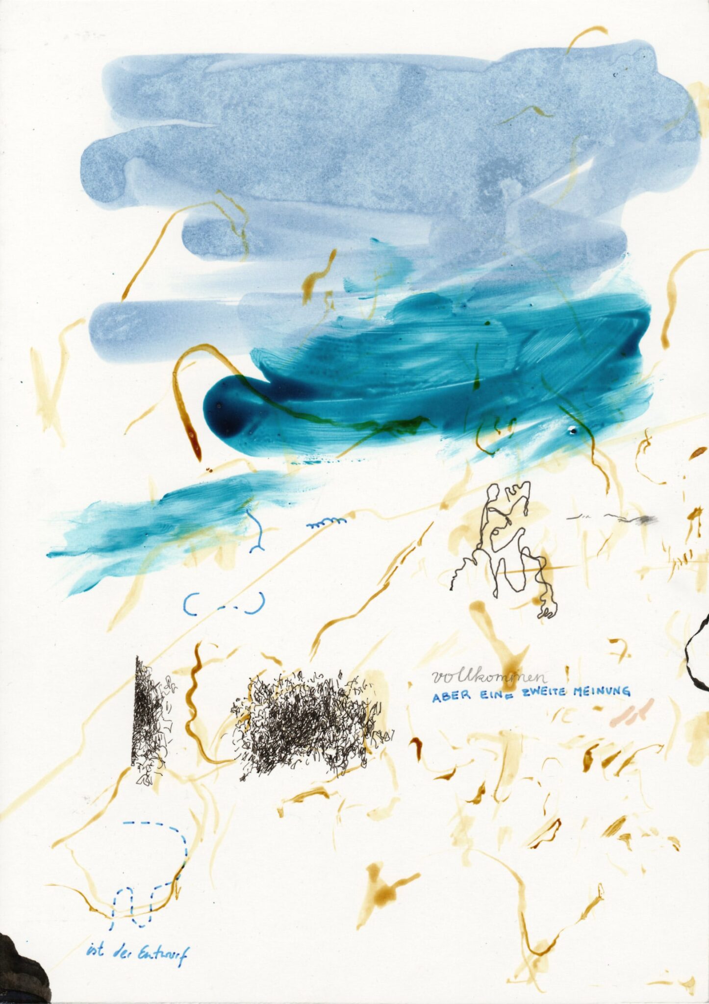 Picture by Wolfgang Kschwendt: „Eine zweite Meinung“, mixed media on 615g cardboard, DINA4, 2026