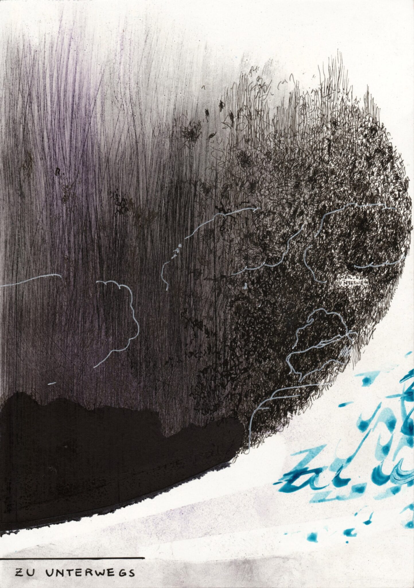 Picture by Wolfgang Kschwendt: „Zu unterwegs“, mixed media on 615g cardboard, DINA4, 2026
